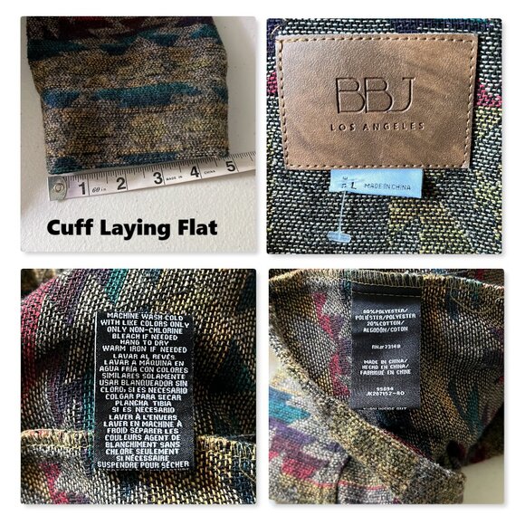 BBJ Los Angeles Geo Western Print Knit Snap Cropped Jacket Sz L - Picture 4 of 5